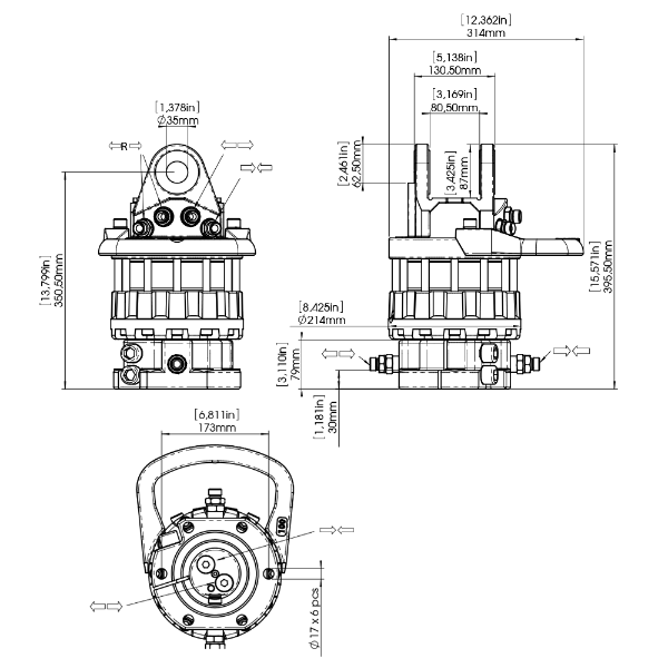 11 Ton Flanged Hydraulic Rotator- R11CFS